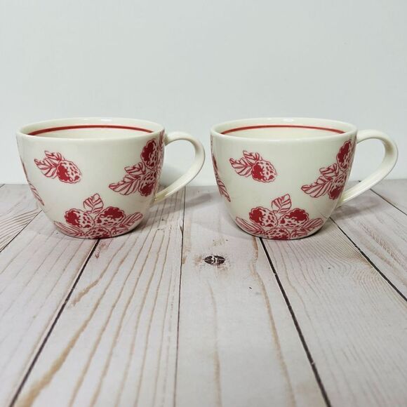 Starbucks Coffee Tea Mug Raspberry Print Pair Set - Picture 1 of 5